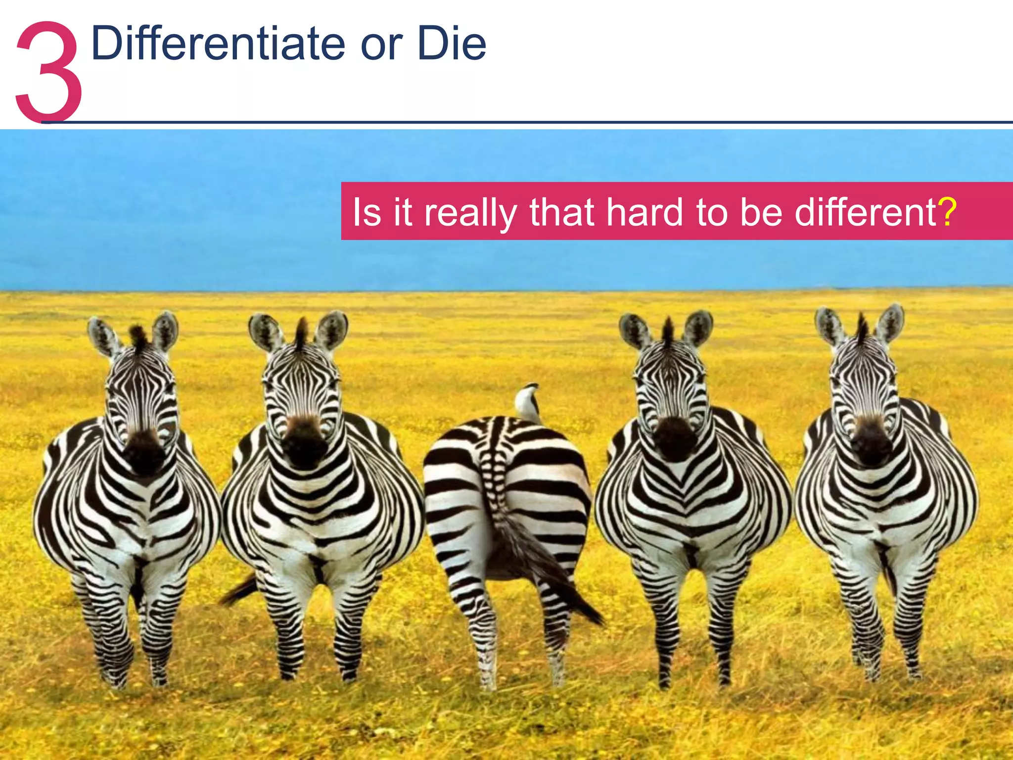3
Is it really that hard to be different?
Differentiate or Die
 