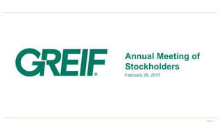 Page 1
Annual Meeting of
Stockholders
February 28, 2017
 