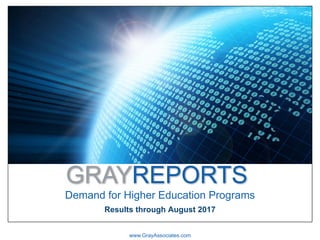 GRAYREPORTS
Demand for Higher Education Programs
www.GrayAssociates.com
Results through August 2017
 