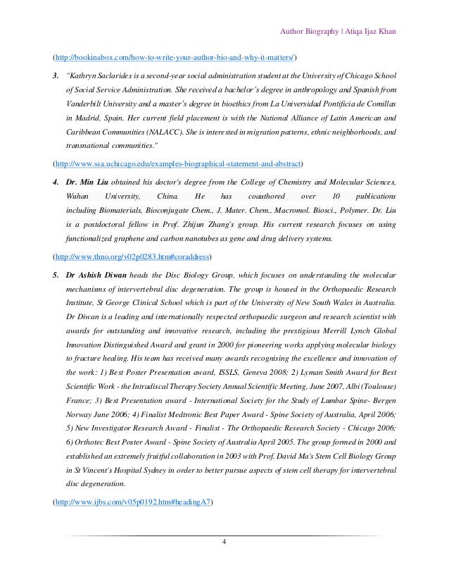 How to write a biography for journal