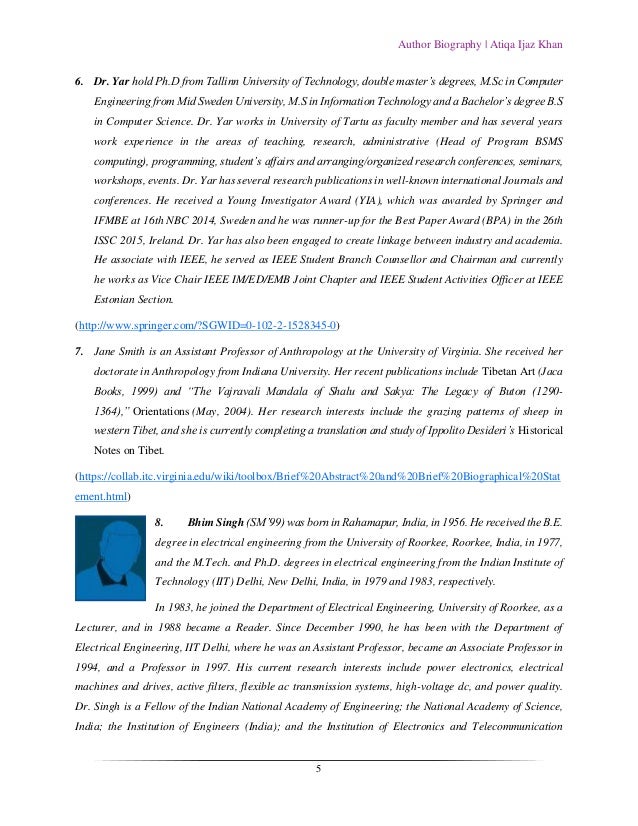 How to write a biography for journal