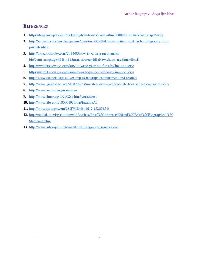 How to write biography references