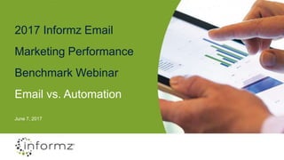 2017 Informz Email
Marketing Performance
Benchmark Webinar
Email vs. Automation
June 7, 2017
 