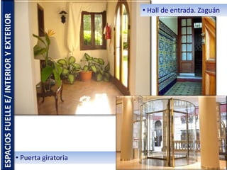 • Puerta giratoria
• Hall de entrada. ZaguánESPACIOSFUELLEE/INTERIORYEXTERIOR
 