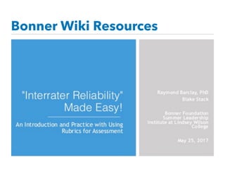 Bonner Wiki Resources
 