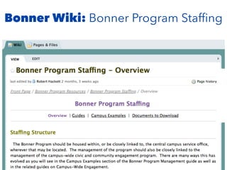Bonner Wiki: Bonner Program Stafﬁng
 