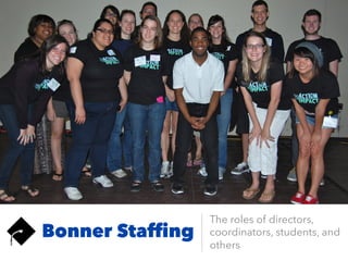 Bonner Stafﬁng
The roles of directors,
coordinators, students, and
others
 