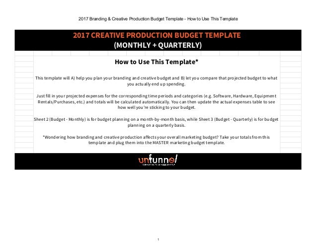 2018 branding creative production budget excel template