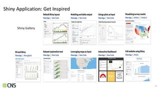 18
Shiny Application: Get Inspired
Shiny Gallery
 