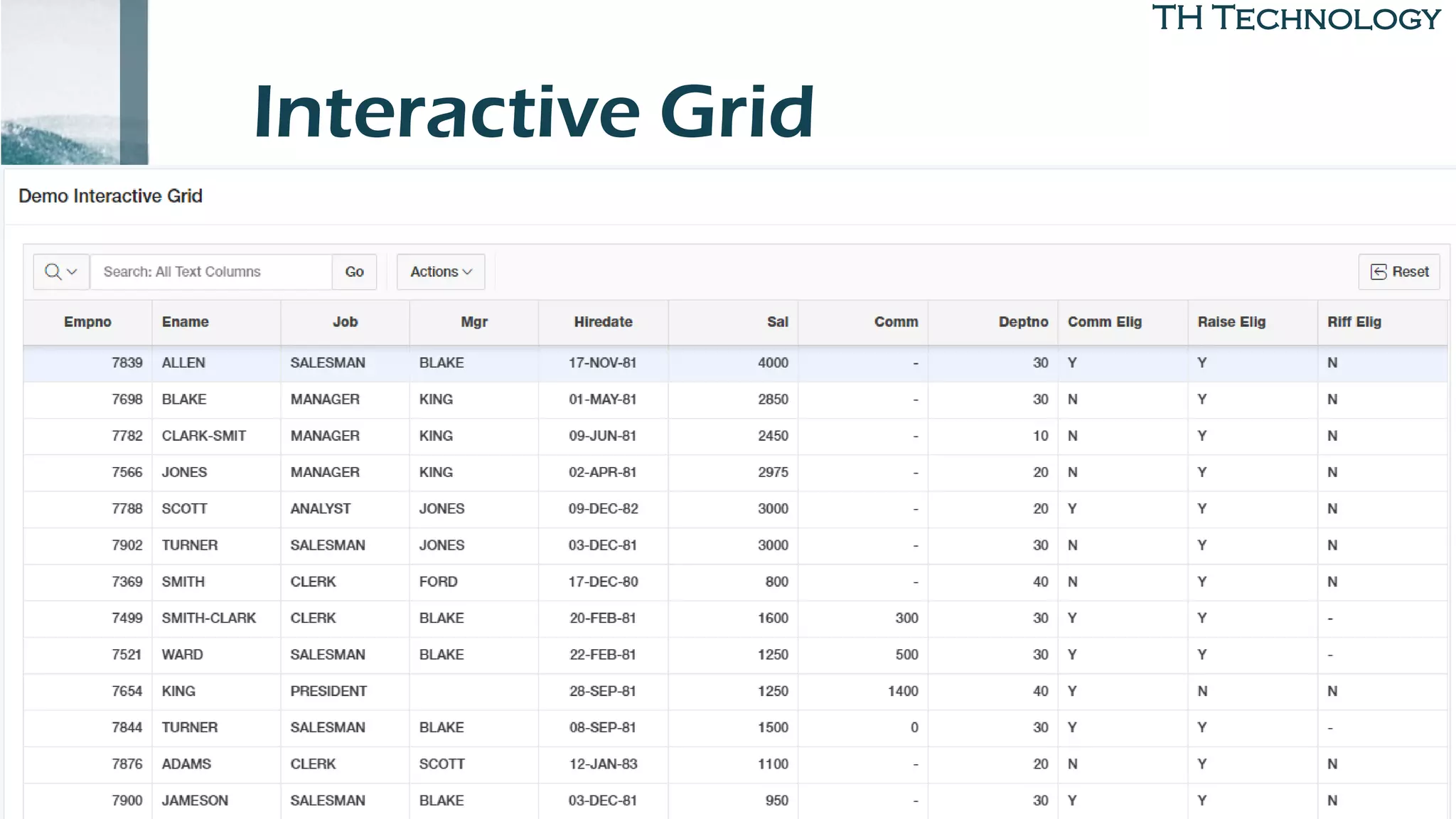TH Technology
Interactive Grid
• Add image here – looks pretty
much the same
 