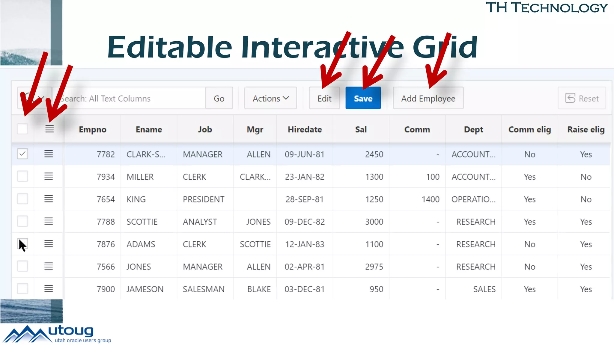 TH Technology
Editable Interactive Grid
 