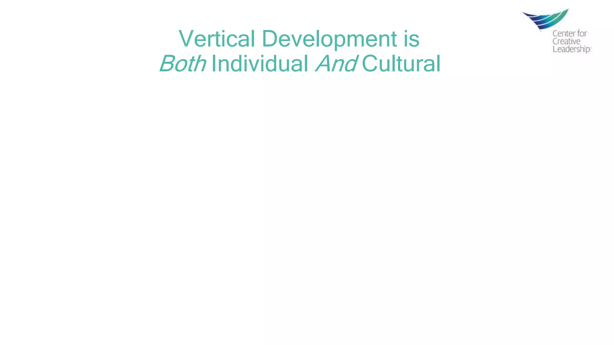 Vertical Development is
Both Individual And Cultural
 
