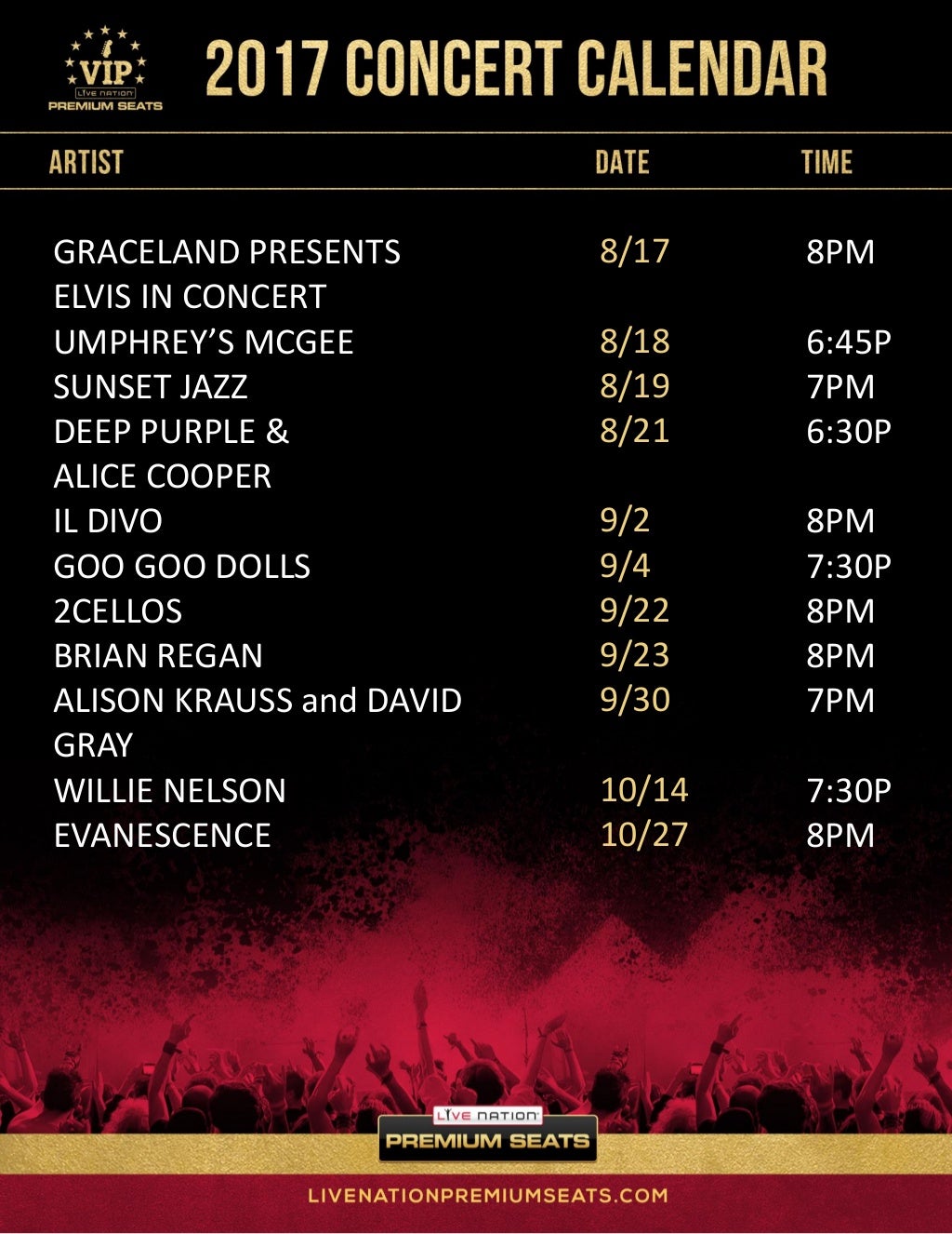 2017 Chastain Park concert calendar