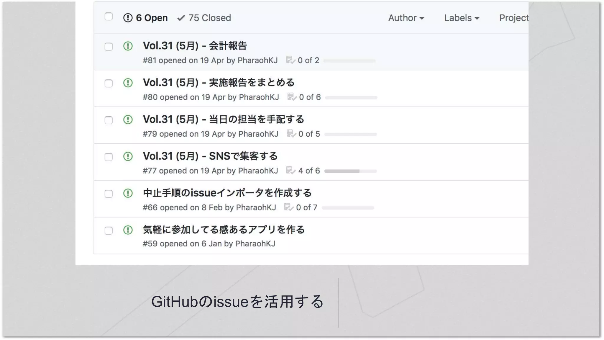 GitHubのissueを活用する
 