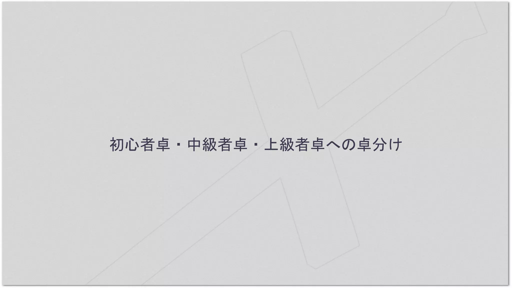 初心者卓・中級者卓・上級者卓への卓分け
 