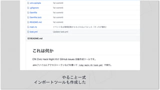 やること一式
インポートツールも作成した
 