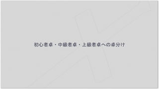 初心者卓・中級者卓・上級者卓への卓分け
 