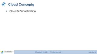 © Raastech, Inc. 2017 | All rights reserved. Slide 9 of 26@Raastech
Cloud Concepts
▪ Cloud != Virtualization
 