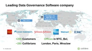 6 | ©Collibra 2016
Leading Data Governance Software company
HQ in NYC
Founded in BE,
Spin Off VUB
Engineering in EU
 