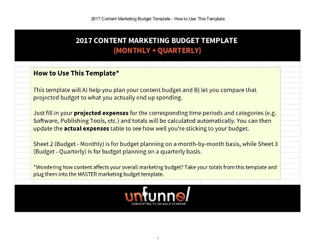 2018 content marketing budget excel template