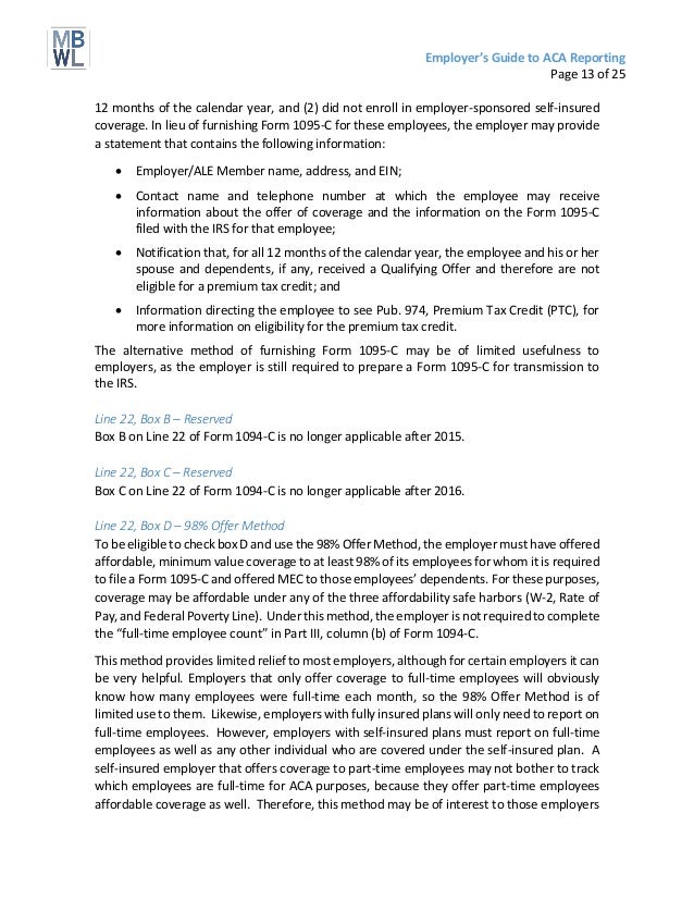 17 Employer S Guide To Aca Reporting Updated For Irs Extension 17 Employer S Guide To Aca Reporting Updated For Irs Extension