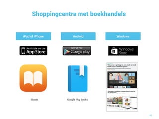 46
Shoppingcentra met boekhandels
iPad of iPhone Android Windows
iBooks Google Play Books
 
