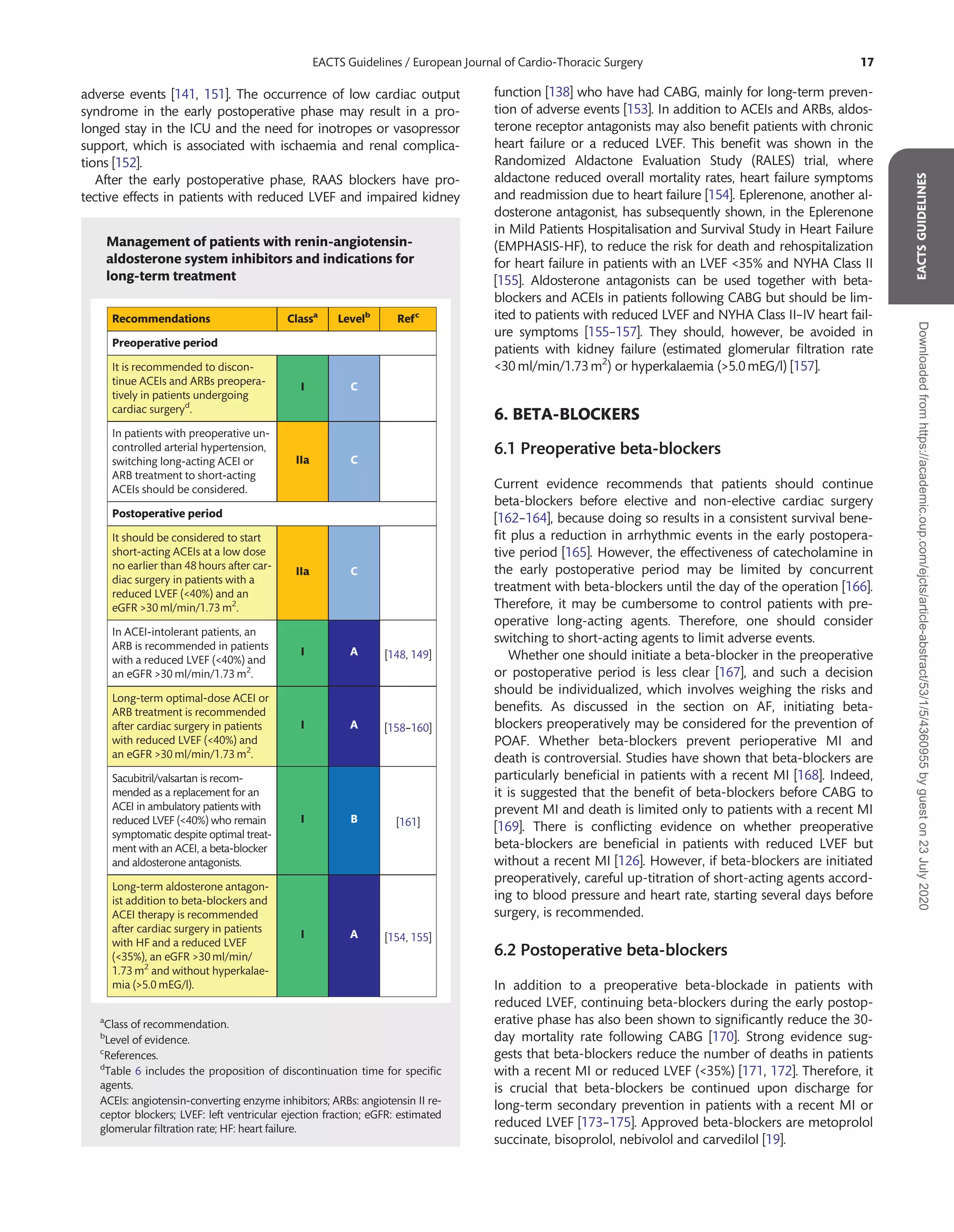 2017 eacts guidelines on perioperative medication in adult cardiac ...