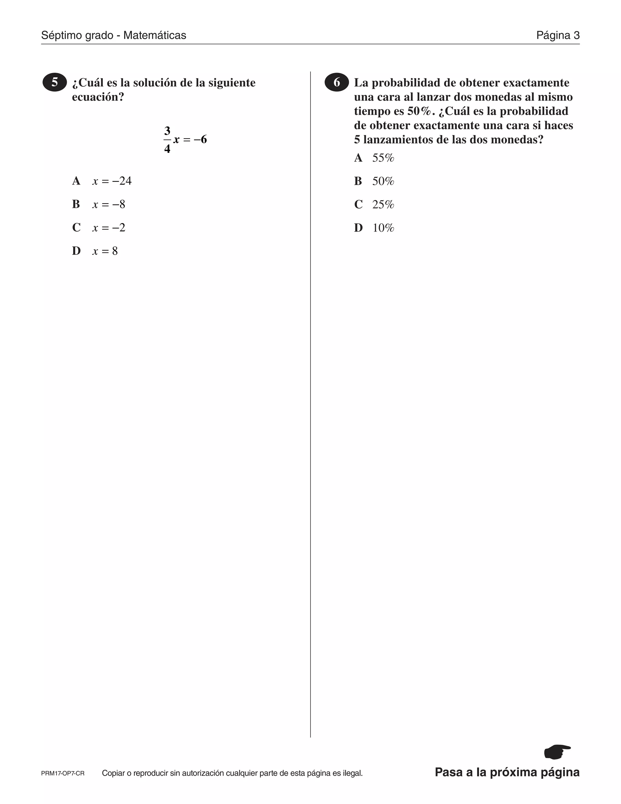 Ejercicios de práctica matemáticas 7 - 2017 | PDF
