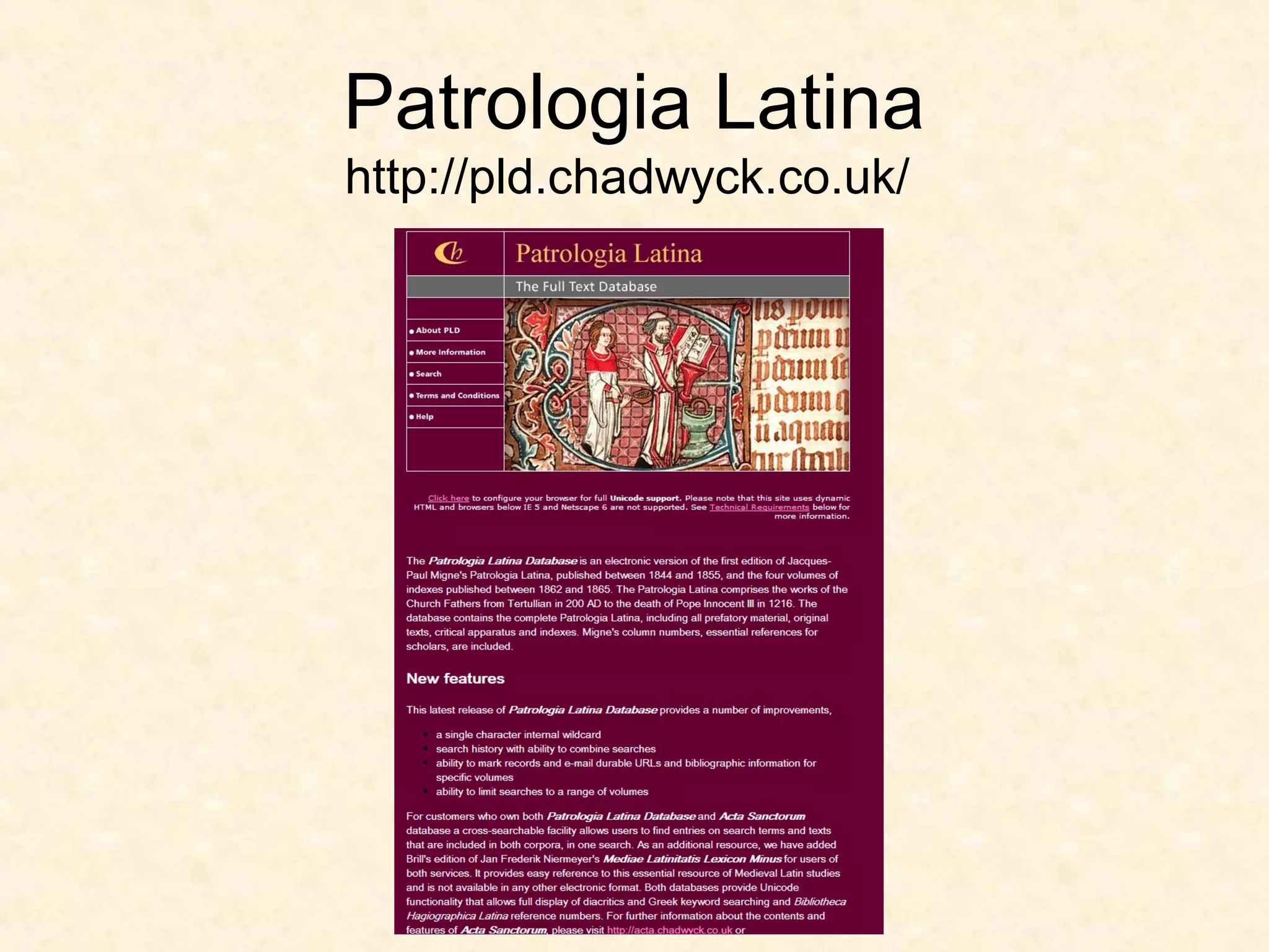 Patrologia Latina
http://pld.chadwyck.co.uk/
 
