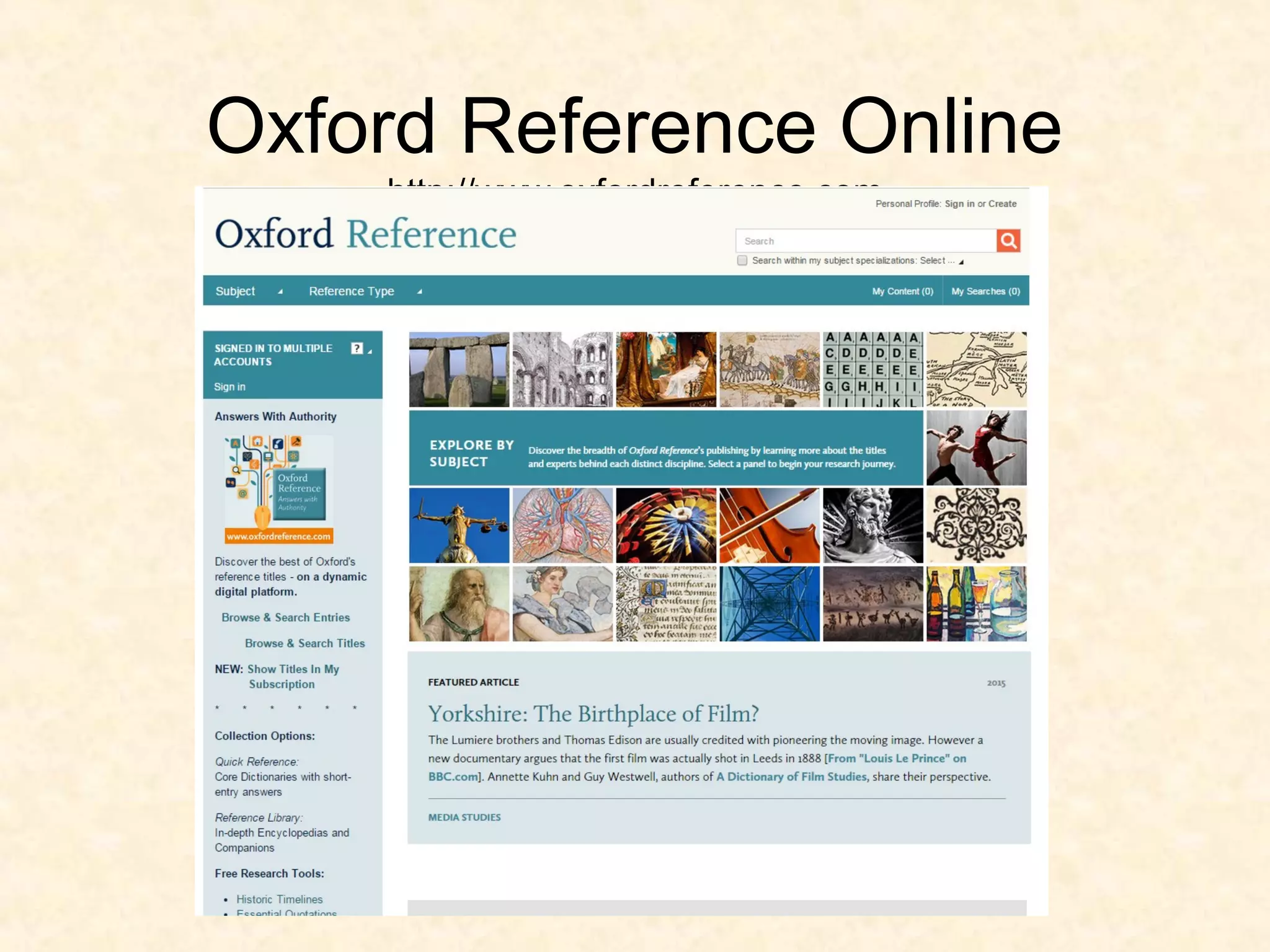 Oxford Reference Online
http://www.oxfordreference.com
 