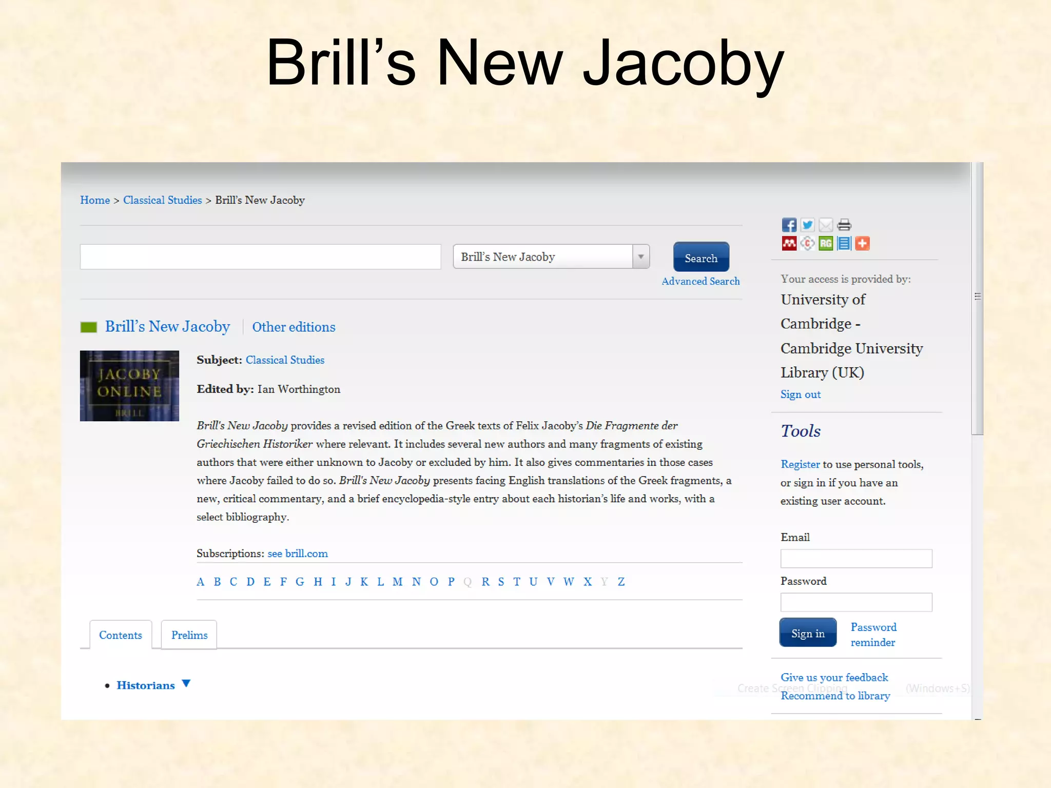 Brill’s New Jacoby
 