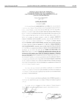 Lunes 23 de enero de 2017		 GACETA OFICIAL DE LA REPÚBLICA BOLIVARIANA DE VENEZUELA	 433.499
 