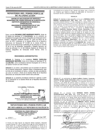 Lunes 23 de enero de 2017		 GACETA OFICIAL DE LA REPÚBLICA BOLIVARIANA DE VENEZUELA	 433.493
MINISTERIO DEL PODER POPULAR
DE DESARROLLO MINERO ECOLÓGICO
 