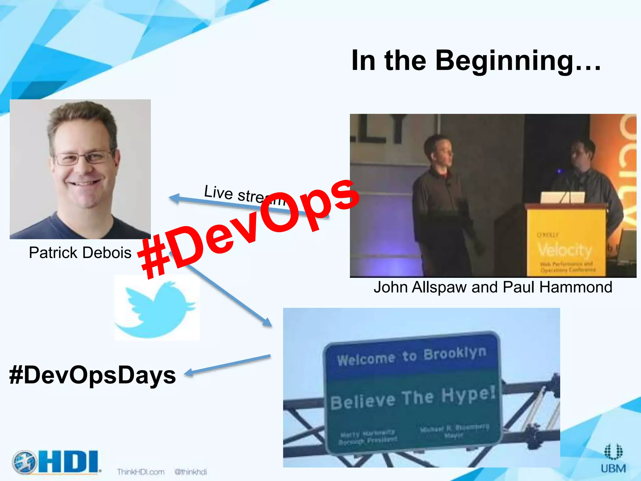 In the Beginning…
#DevOpsDays
Patrick Debois
John Allspaw and Paul Hammond
 