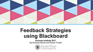 Feedback Strategies
using Blackboard
Summer Institute 2017
By Amanda Moras and Nicole Trudell
 
