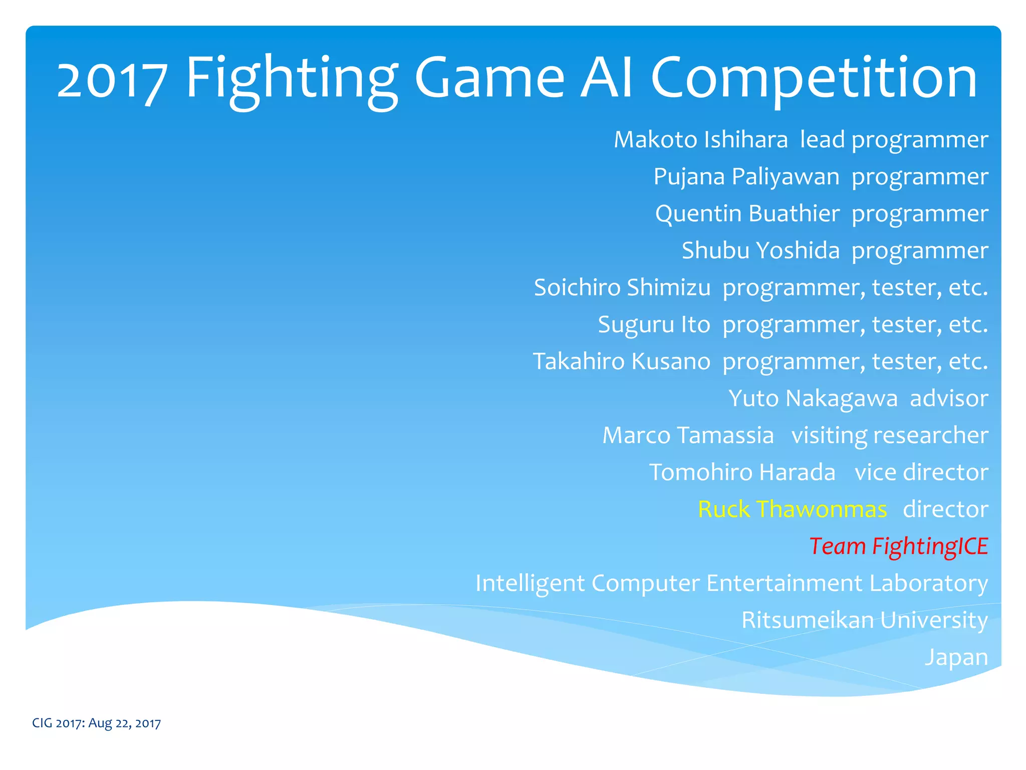 2017 Fighting Game AI Competition | PPT
