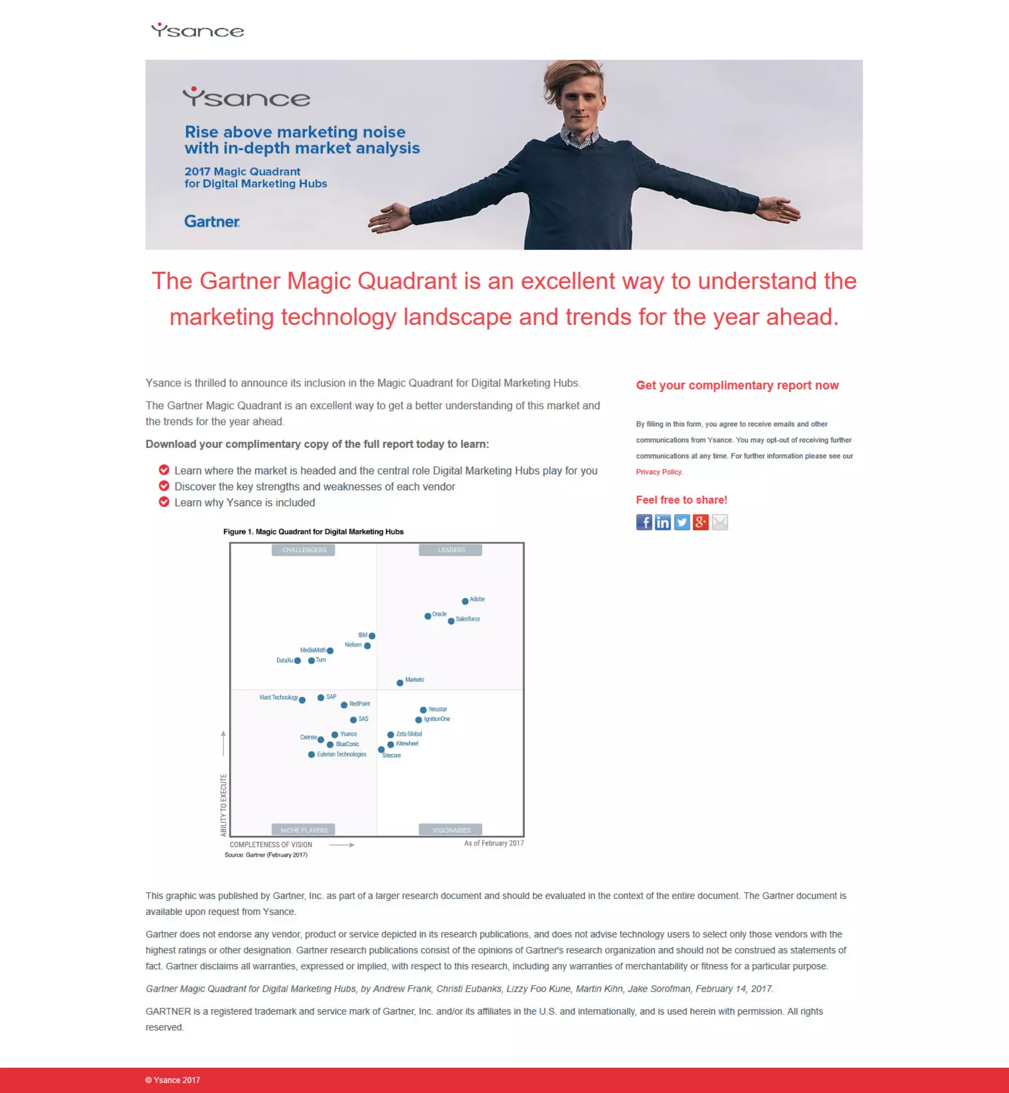 2017 Gartner Magic Quadrant for Digital Marketing Hubs Ysance PDF