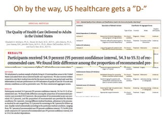 Oh by the way, US healthcare gets a ”D-”
 