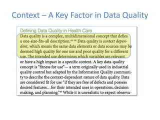 Context – A Key Factor in Data Quality
 