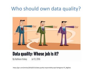 Who should own data quality?
https://gcn.com/articles/2016/07/13/data-quality-responsibility.aspx?admgarea=TC_BigData
 