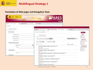 Multilingual Strategy 1
ICARUS meeting #20 - PARES 10
Translation of Web pages and Navigation Texts
 