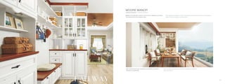 MOORE MANOR
Besides its functionality, a built-in can be used to separate your space.
This entrance hutch is a practical case.
Hallway & Outdoors // Corridoio, all'aperto
Built-ins at balcony bring convenience and enhance a sense of
relaxation to a gathering.
Oltre alla sua funzionalità, un built-in può essere utilizzato per separare il vostro spazio.
Questo Hutch di entrata è un caso pratico.
Built-in al balcone portare convenienza e migliorare un senso di
relax a un raduno.
2423
HALLWAY
 