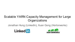 Scalable YARN Capacity Management for Large
Organizations
Jonathan Hung (LinkedIn), Xuan Gong (Hortonworks)
 