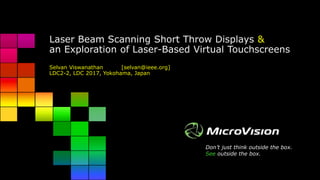 Don’t just think outside the box.
See outside the box.
Laser Beam Scanning Short Throw Displays &
an Exploration of Laser-...