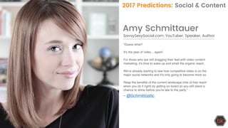 SavvySexySocial.com, YouTuber, Speaker, Author
Amy Schmittauer
“Guess what?
It's the year of video... again!
For those who...
