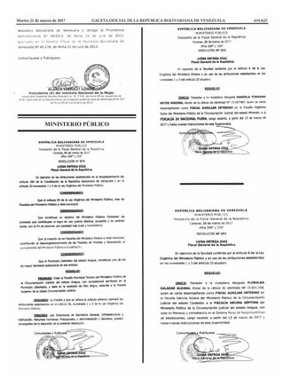 Martes 21 de marzo de 2017		 GACETA OFICIAL DE LA REPÚBLICA BOLIVARIANA DE VENEZUELA		 434.625
MINISTERIO PÚBLICO
 