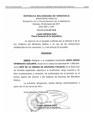 Martes 21 de marzo de 2017		 GACETA OFICIAL DE LA REPÚBLICA BOLIVARIANA DE VENEZUELA		 434.633
 