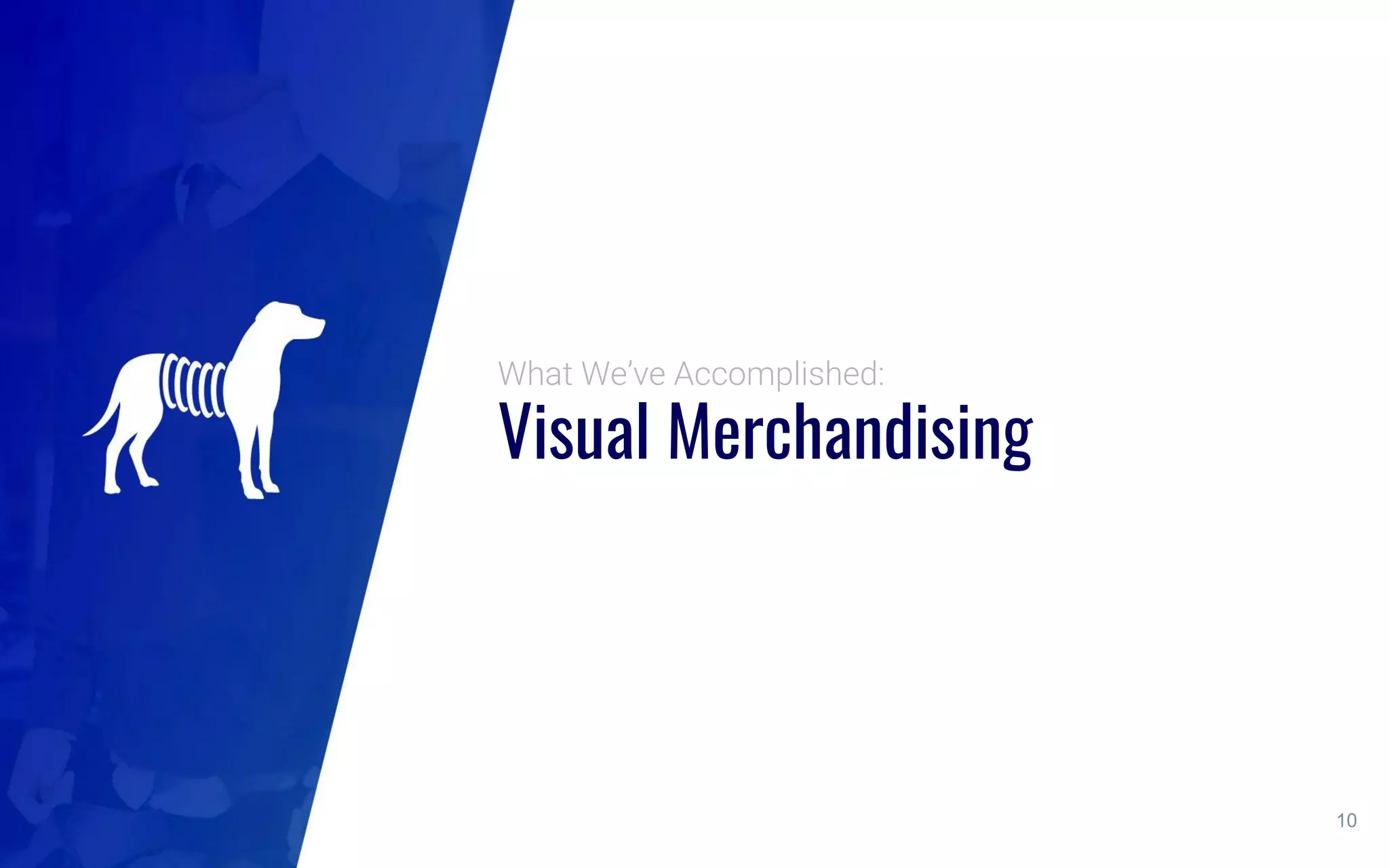 Visual Merchandising
10
What We’ve Accomplished:
 