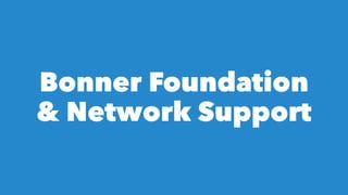 Bonner Foundation
& Network Support
 