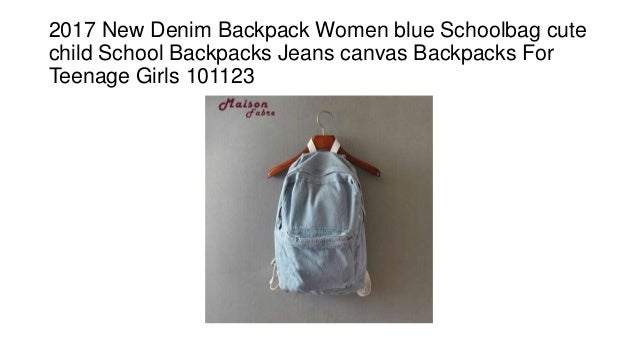2017 new denim backpack women blue